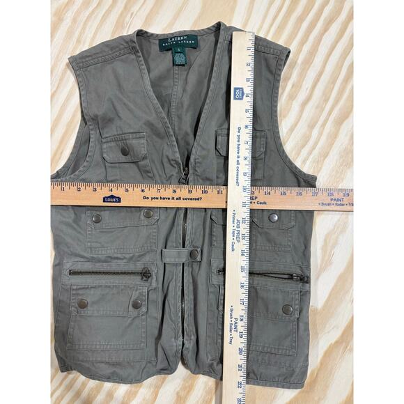 Lauren Ralph Lauren Utility Safari Vest Women’s Small Green Multi-Pocket Zip - Picture 4 of 6